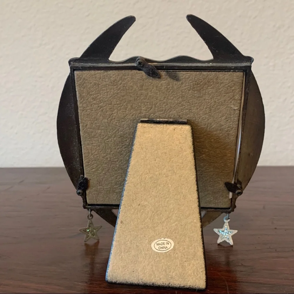 90s Crescent Moon Stars Pop Out Metallic Glitter Picture Frame Metal Vintage